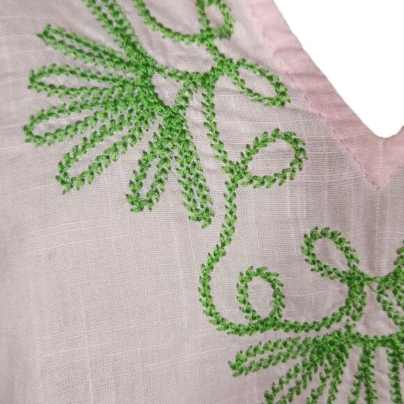 Lilly Pulitzer Elina Tunic Top Dress‎ Cotton Slub Embroidered Pink Green Swim S - Picture 3 of 10